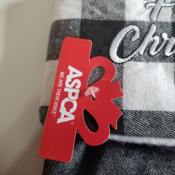 Poodle Dog Christmas Stocking Black Velour Furry Christmas Buffalo Plaid Cuff - Picture 7 of 7